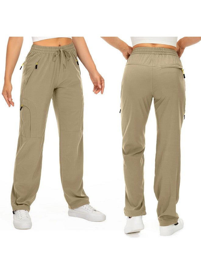 Toomett Women's Hiking Pants Quick Dry UPF 50 Travel Golf safari running lightweight Camping Work Cargo Pants Zipper Pockets,6608,Khaki,L  - Image 2
