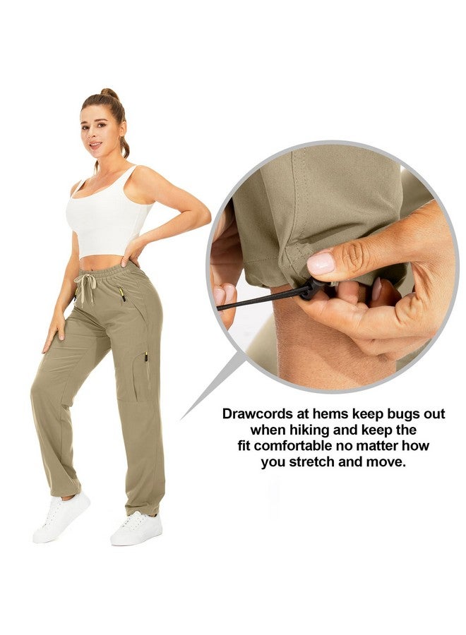 Toomett Women's Hiking Pants Quick Dry UPF 50 Travel Golf safari running lightweight Camping Work Cargo Pants Zipper Pockets,6608,Khaki,L  - Image 5