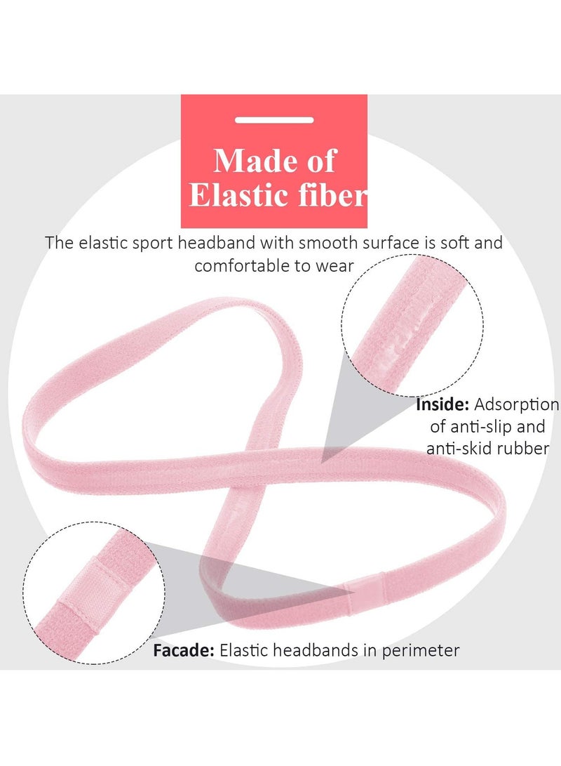 Loquat Sports Headbands Thick Non Slip Elastic Sports Headbands Elastic Anti slip Thin Skinny Bands with Silicone Lined Sweatband for Women and Men, Headband for Athletics Yoga Golf Running Soccer 4pcs - Image 3