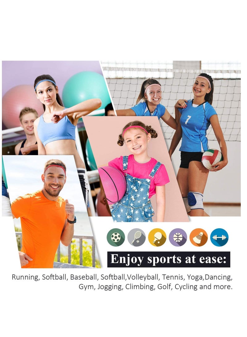 Loquat Sports Headbands Thick Non Slip Elastic Sports Headbands Elastic Anti slip Thin Skinny Bands with Silicone Lined Sweatband for Women and Men, Headband for Athletics Yoga Golf Running Soccer 4pcs - Image 5