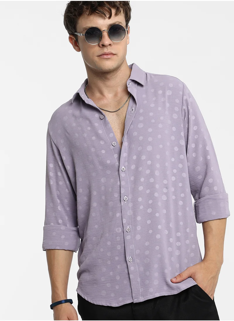 كامبوس سوترا Men's Lilac Polka Dot Shirt