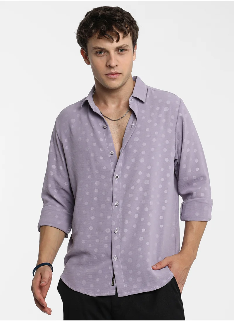 كامبوس سوترا Men's Lilac Polka Dot Shirt
