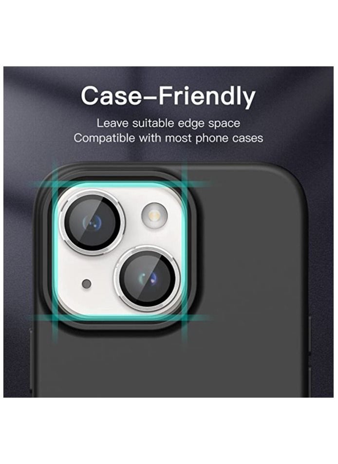 COBLUE Coblue Camera Lens Protector For Iphone 14 Plus, Premium Hd Tempered Glass Metal Ring Aluminum Alloy Lens Screen Cover Film Multiple Color (Silver)  - Image 5
