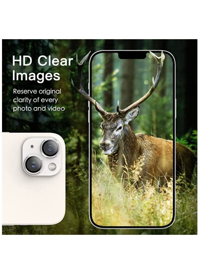 COBLUE Coblue Camera Lens Protector For Iphone 14 Plus, Premium Hd Tempered Glass Metal Ring Aluminum Alloy Lens Screen Cover Film Multiple Color (Silver)  - Image 4