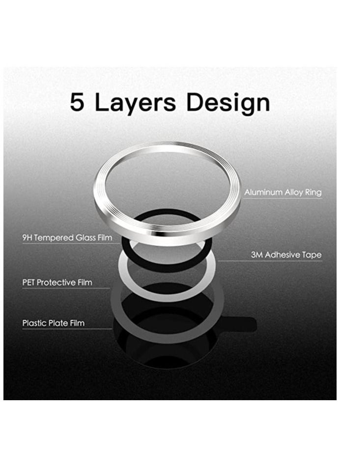 COBLUE Coblue Camera Lens Protector For Iphone 14 Plus, Premium Hd Tempered Glass Metal Ring Aluminum Alloy Lens Screen Cover Film Multiple Color (Silver)  - Image 3