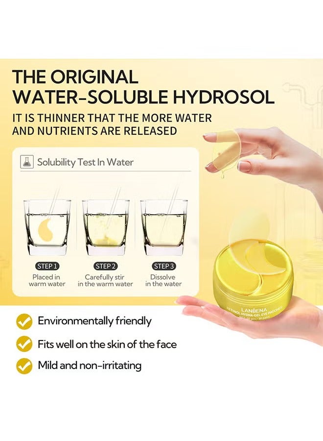 LANBENA Retinol Hydra-Gel Eye Patches, Gold Under Eye Mask Retinol And Collagen, Under Eye Mask For Face Care, Eye Masks For Dark Circles And Puffiness, Under Eye Masks For Beauty And Personal Care 30 Pairs - Image 5