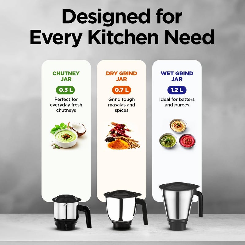 بريثي Preethi Prime Mixer Grinder for Kitchen I 3 Jars 750 Watt Mixie I Green (MG-286) 750 W MG286 green - Image 3