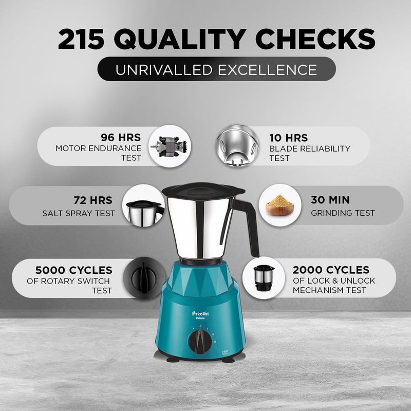 بريثي Preethi Prime Mixer Grinder for Kitchen I 3 Jars 750 Watt Mixie I Green (MG-286) 750 W MG286 green - Image 4