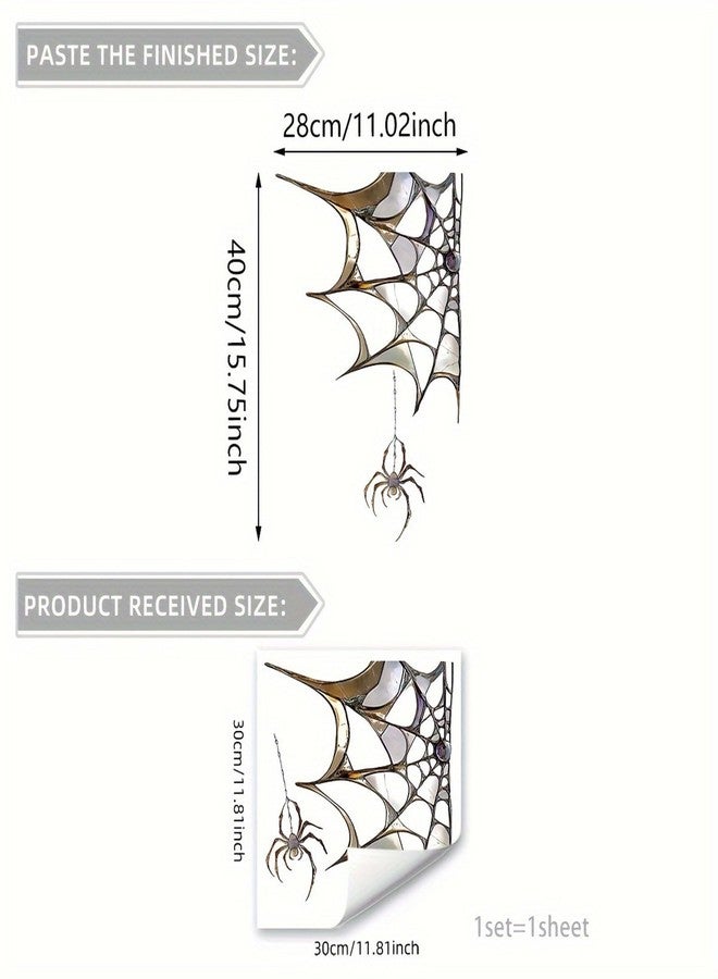 ورقة واحدة من ملصقات نوافذ شبكة العنكبوت للهالوين، ملصقات نوافذ مخيفة على شكل عنكبوت أسود، ملصقات نوافذ كبيرة على شكل شبكة عنكبوت، ملصقات هالوين مزدوجة الجوانب للمنزل والمدرسة والحفلات، لوازم تزيين الهالوين - Image 5