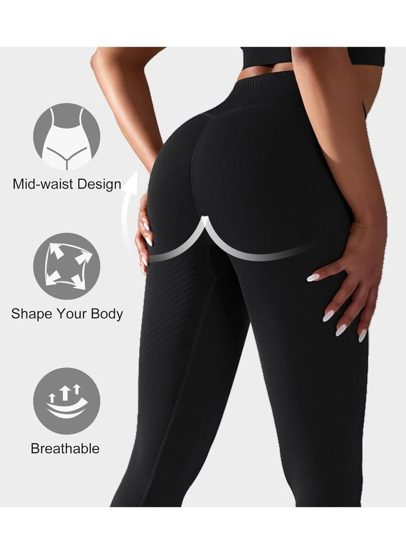 فوريول بنطلون ضيق عالي الخصر، يرفع الأرداف، بنطلون يوغا ناعم ومُشكّل، بنطلون رياضي نسائي ضيق - أسود - Image 2