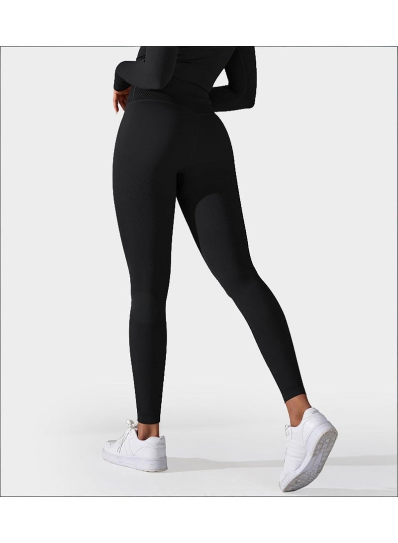 فوريول بنطلون ضيق عالي الخصر، يرفع الأرداف، بنطلون يوغا ناعم ومُشكّل، بنطلون رياضي نسائي ضيق - أسود - Image 5