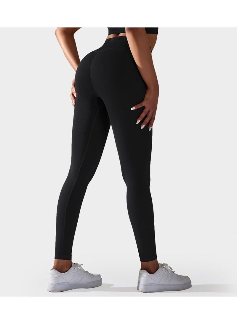 فوريول بنطلون ضيق عالي الخصر، يرفع الأرداف، بنطلون يوغا ناعم ومُشكّل، بنطلون رياضي نسائي ضيق - أسود - Image 4