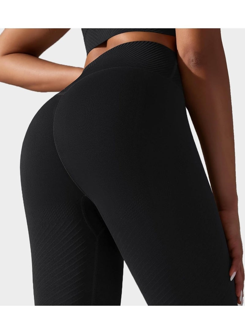 فوريول بنطلون ضيق عالي الخصر، يرفع الأرداف، بنطلون يوغا ناعم ومُشكّل، بنطلون رياضي نسائي ضيق - أسود - Image 3