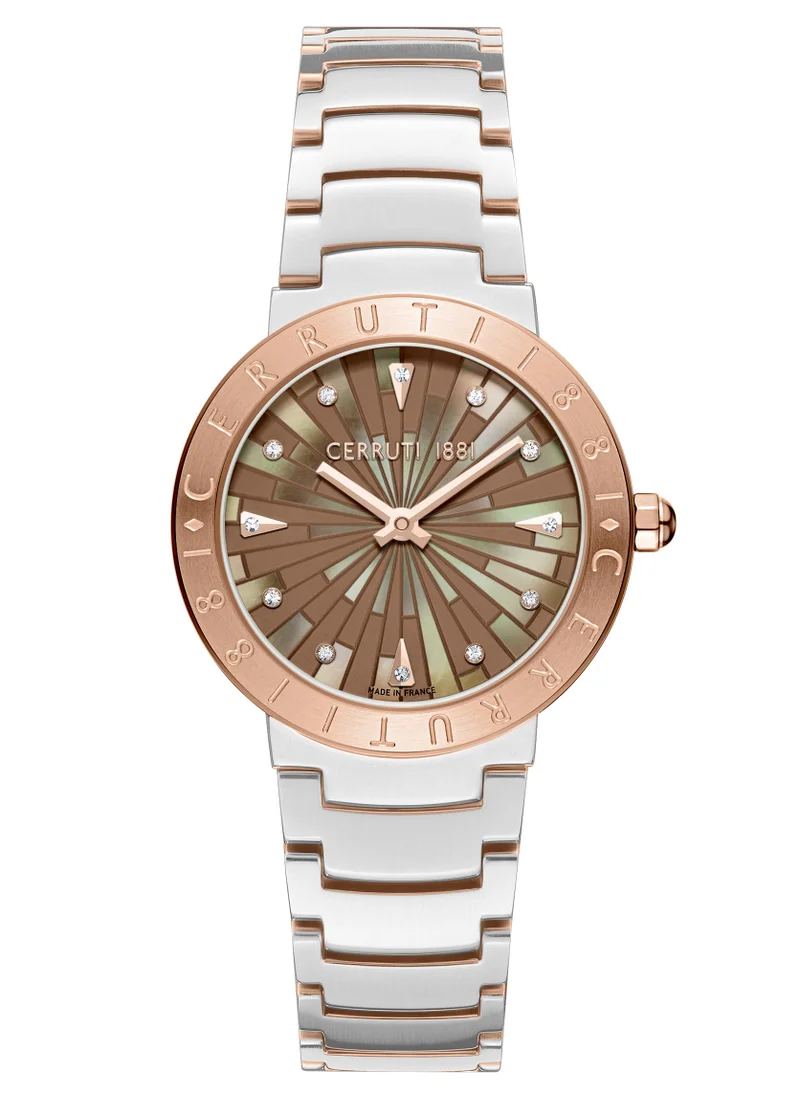 CERRUTI 1881 Cerruti 1881 Filiano Analog Women's Watch - Brown Mother of Pearl Dial,, Rose Gold Topring