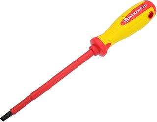 MichaelPro 6.5 x 150mm Slotted Head Insulated Electricians Screwdriver, Professional Slotted VDE Screwdriver with - Image 1