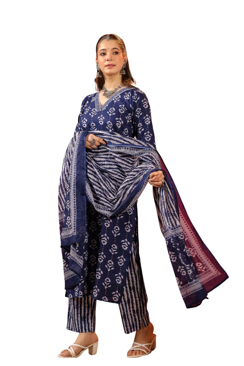 Kalaanj Kurta Set for Women || 3pic Kurta for Women (SSP-245-Blue-M) - Image 1