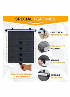 Y&D Car Side Window Sun Shade (2 Pack) | Retractable Roller Sunshade for Kids, Pets Baby Shades UV and Glare Protection Blinds Privacy Blackout 15"x17"  - Image 3