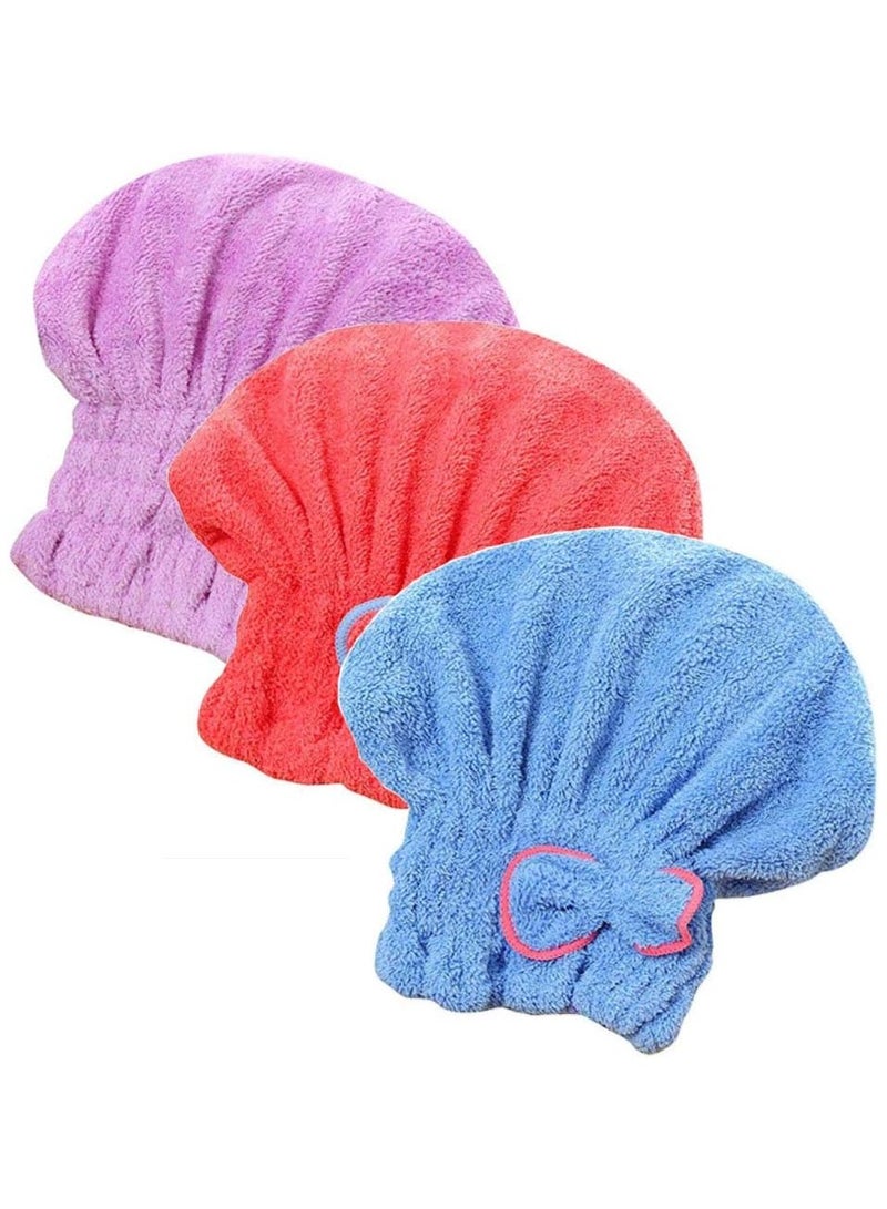 Microfiber Hair Drying Caps and Stylish Design hair turbans for wet hair - Multi Color  - Image 4