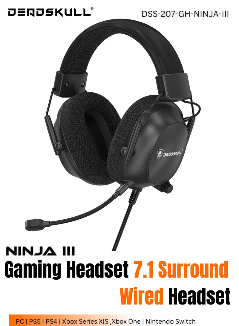 DEADSKULL NINJA-III Gaming Headset 7.1 Surround for PC PS4 PS5 Xbox One Nintendo Switch Wired Headset - Image 1