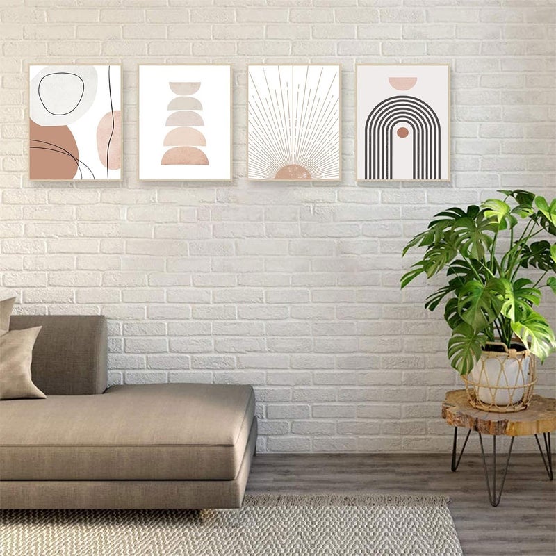ASTRDECOR Minimalist Boho Wall Art Mid Century Modern Decor Geometric Sun Rising Beige Decor Abstract Wall Art Boho Prints Modern Art Wall Decor (8x10inch UNFRAMED) - Image 2