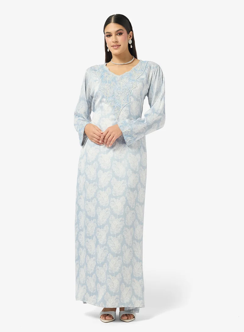 ARABIAN CLOSET Embellished Belted Jalabiya