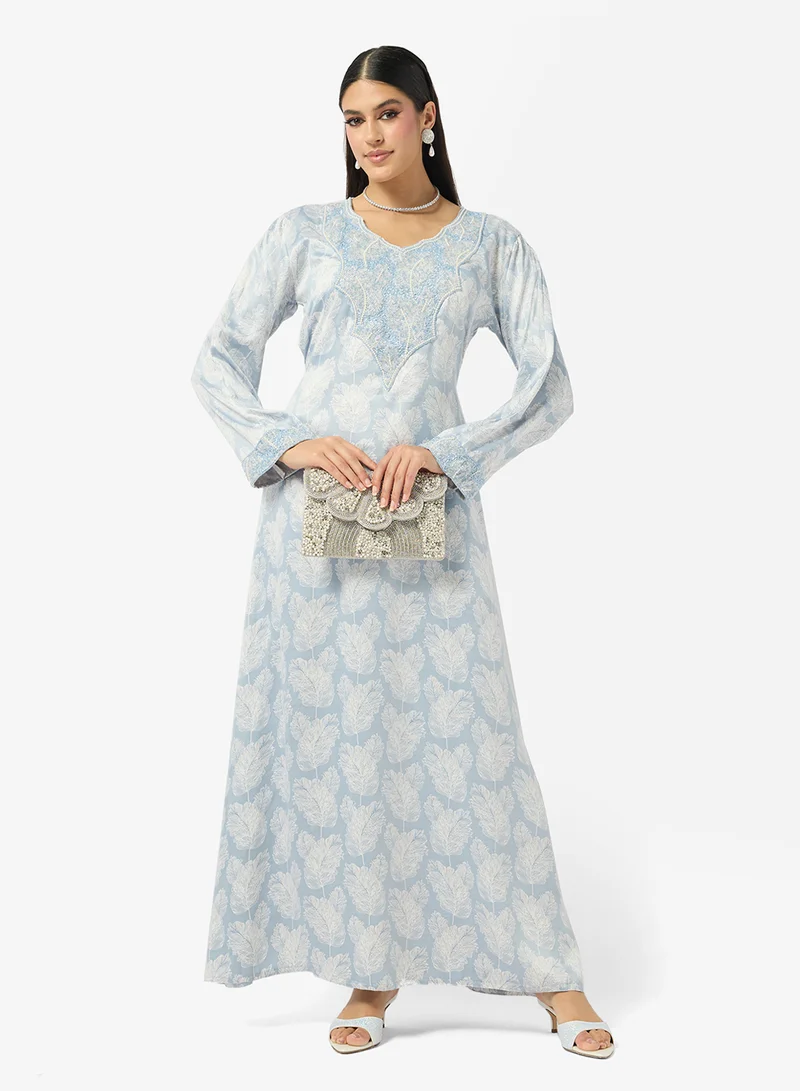 ARABIAN CLOSET Embellished Belted Jalabiya