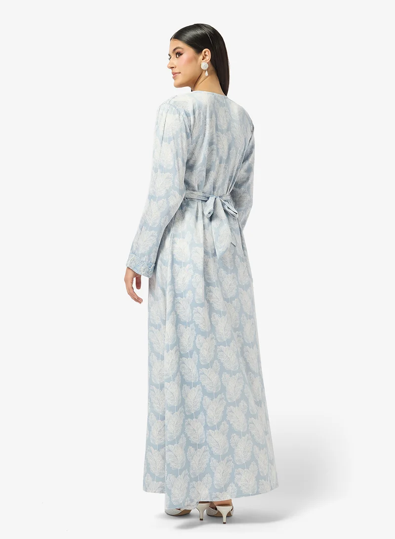 ARABIAN CLOSET Embellished Belted Jalabiya