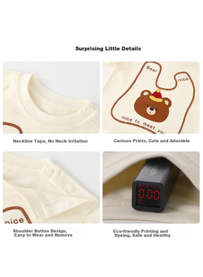 Duuduu Kids Long Sleeve T-shirt Baby Cartoon Base Shirt Infant Round Neck Top Apricot 90 - Image 4