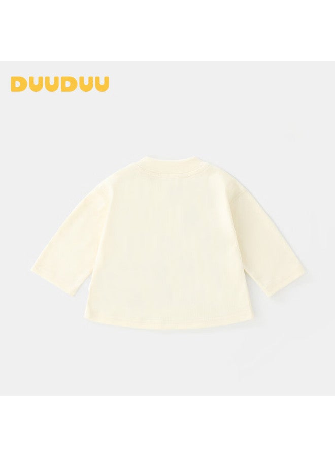 Duuduu Kids Long Sleeve T-shirt Baby Cartoon Base Shirt Infant Round Neck Top Apricot 90 - Image 3