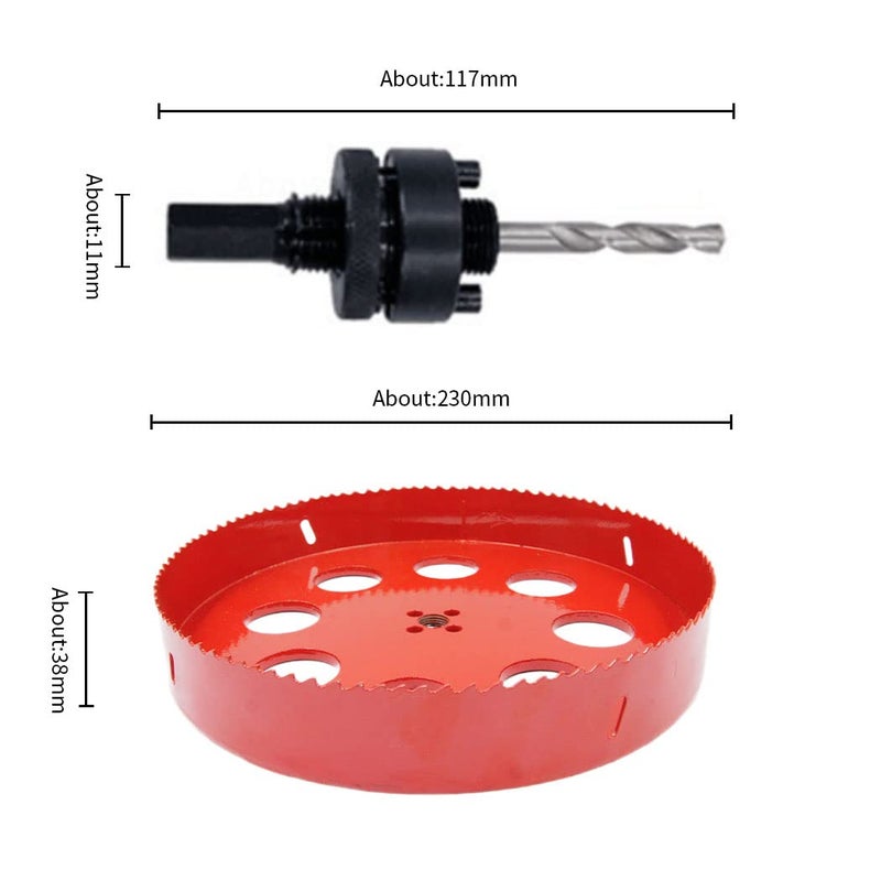Laiwei 9.05 inch Hole Saw, bi-Metal Hole Cutter. for Drilling Wood, Aluminium Profiles, PVC, plasterboard, etc. Round Knife Calibre 9-1/16"(230mm) - Image 2