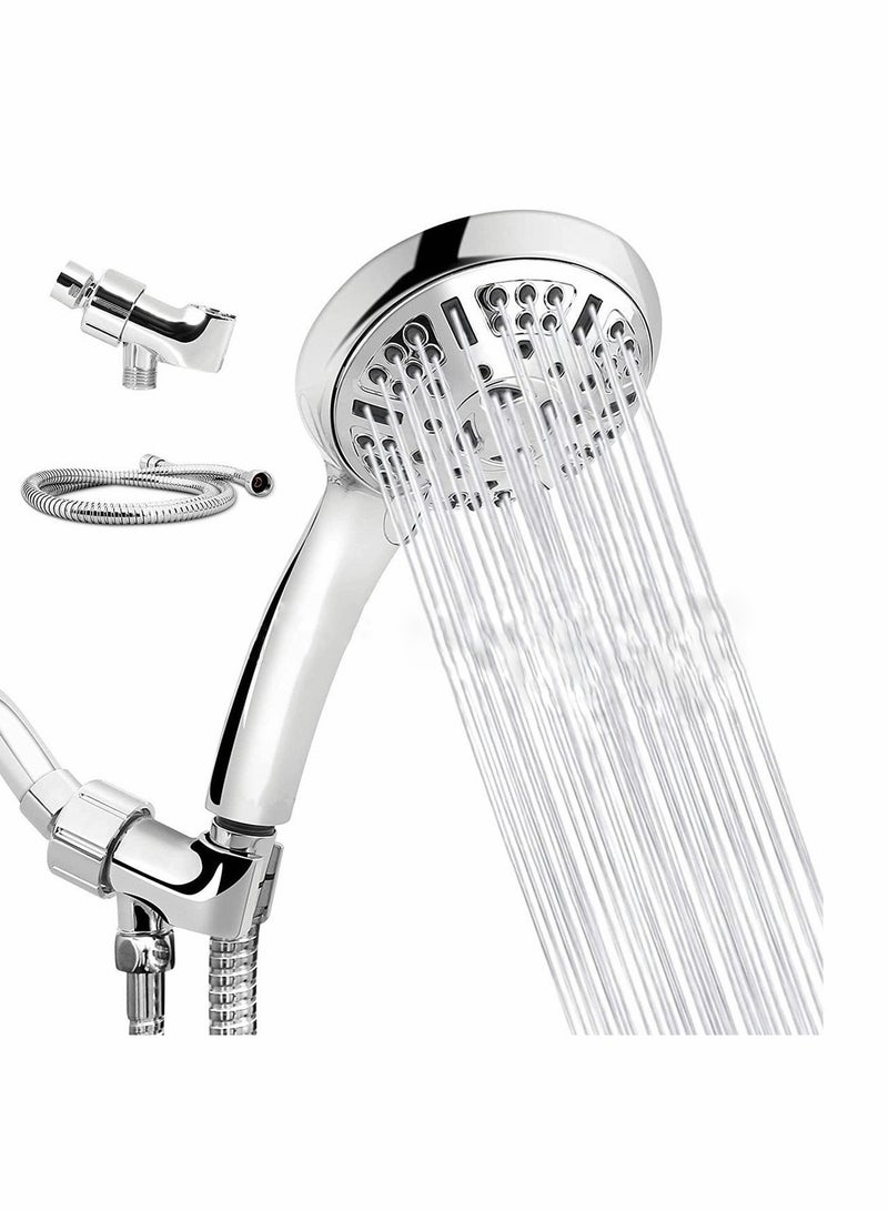 SYOSI Shower Head High Pressure with Handheld, 6 Spray Modes  Settings Detachable Shower Head with Stretchable 59" 304 Stainless Steel Hose and Multi Angle Adjustable Shower Bracket - Image 1