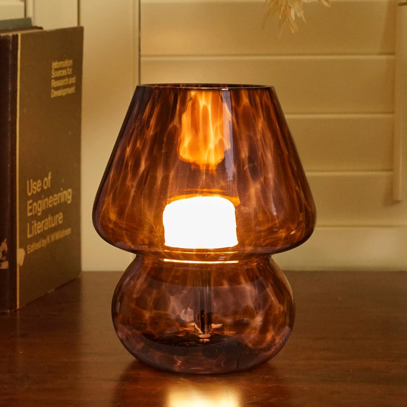 ULAROOM USB Plug-in Vintage Mushroom Lamp Small Bedside Table Lamp with 3 Temperature LED Bulb,Free Dimming Nights Light for Bedroom/Living Room/Entryway/Corner Decor New Home Gift (Golden Amber) - Image 1