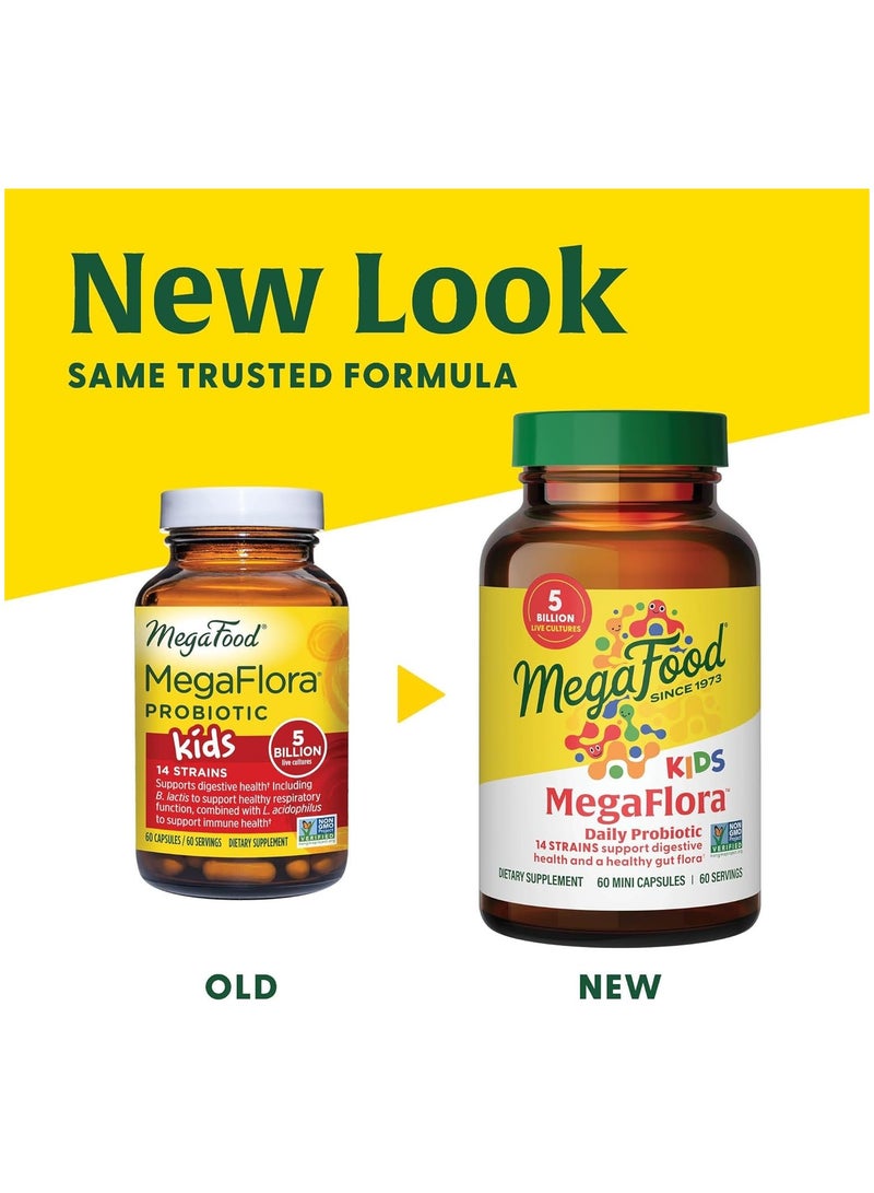MegaFood MegaFlora Kids Daily Probiotic - 14 strains Support Digestive Health and a Healthy Gut Flora, 60 Mini Capsules 60 sevings. - Image 3