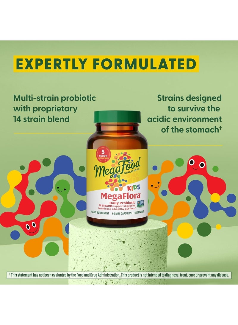 MegaFood MegaFlora Kids Daily Probiotic - 14 strains Support Digestive Health and a Healthy Gut Flora, 60 Mini Capsules 60 sevings. - Image 5