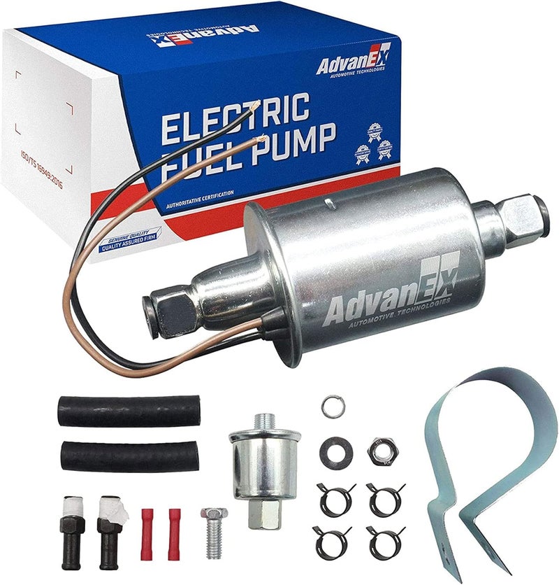AdvanEX Universal Electric Fuel Pump 12V 2.5-4.5PSI Inline External 5/16 Inch Compatiable with Gas Diesel Marine Carburetor Marine E8016S - Image 1