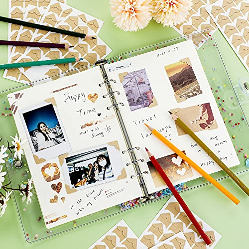 Pajean 720 Pieces Photo Corners Self Adhesive Photo Corners for Scrapbooking and Stamping Supplies DIY Scrapbook Stickers Album Diary Personal Journal Diary Organizer(Brown) - Image 4