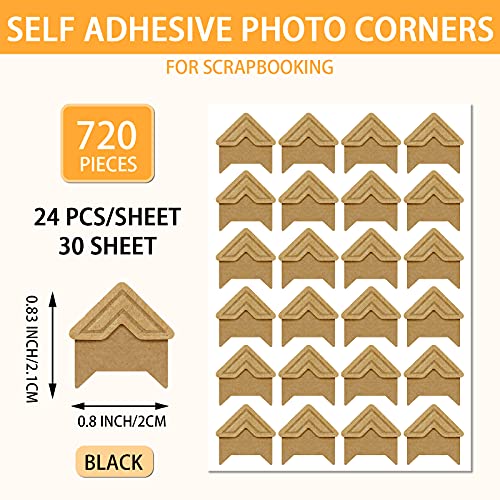 Pajean 720 Pieces Photo Corners Self Adhesive Photo Corners for Scrapbooking and Stamping Supplies DIY Scrapbook Stickers Album Diary Personal Journal Diary Organizer(Brown) - Image 2