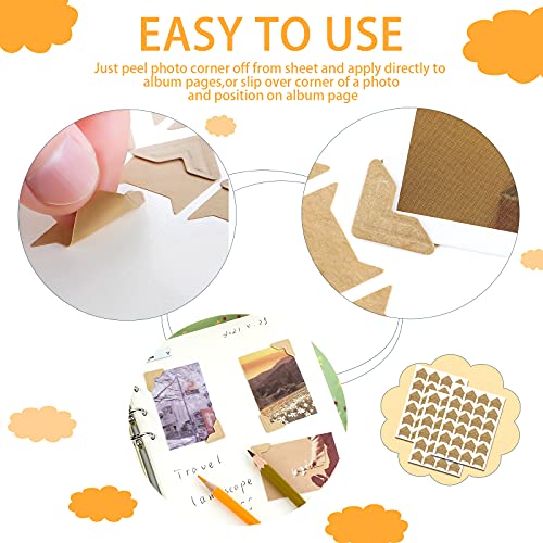 Pajean 720 Pieces Photo Corners Self Adhesive Photo Corners for Scrapbooking and Stamping Supplies DIY Scrapbook Stickers Album Diary Personal Journal Diary Organizer(Brown) - Image 3