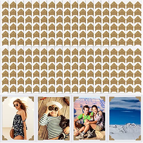 Pajean 720 Pieces Photo Corners Self Adhesive Photo Corners for Scrapbooking and Stamping Supplies DIY Scrapbook Stickers Album Diary Personal Journal Diary Organizer(Brown) - Image 1