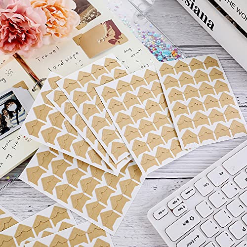 Pajean 720 Pieces Photo Corners Self Adhesive Photo Corners for Scrapbooking and Stamping Supplies DIY Scrapbook Stickers Album Diary Personal Journal Diary Organizer(Brown) - Image 5