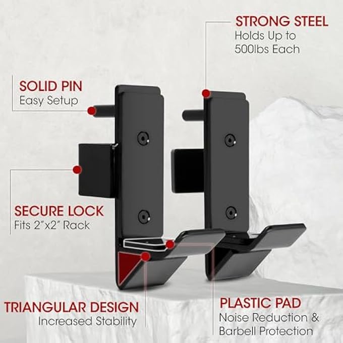 rayihni J-Hooks Barbell Holder For Power Rack - J Hook Weight Rack/Fitness Racks J Hook - Fit 2X2 Inch Square Tube (Pair) - Image 4