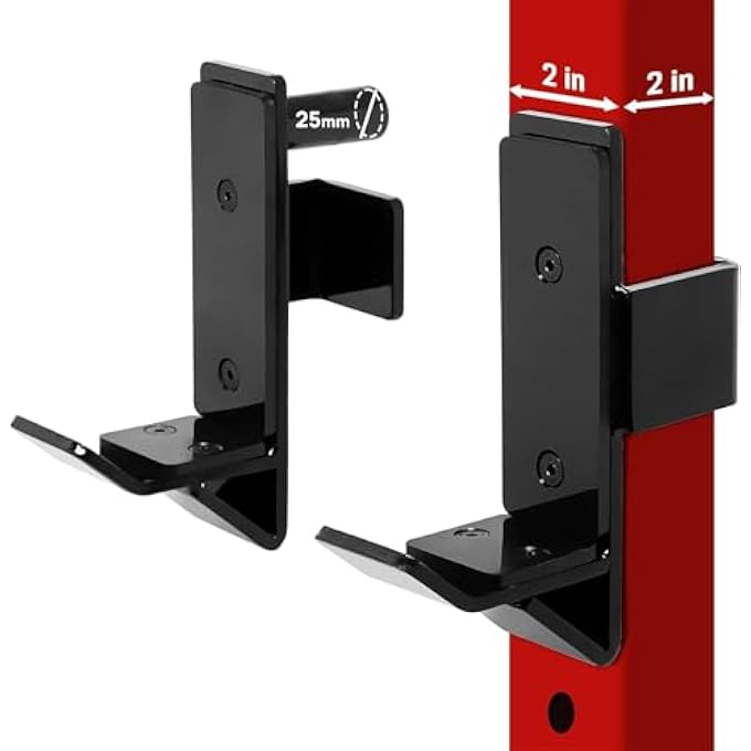 rayihni J-Hooks Barbell Holder For Power Rack - J Hook Weight Rack/Fitness Racks J Hook - Fit 2X2 Inch Square Tube (Pair) - Image 1