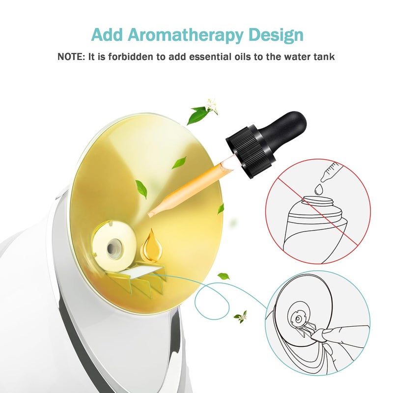 EZBASICS Facial Steamer Ionic Face Steamer for Home Facial, Warm Mist Humidifier Atomizer for Face Sauna Spa Sinuses Moisturizing, Unclogs Pores, 1 Pack + 5 Stainless Steel Skin Kit Golden Yellow - Image 2