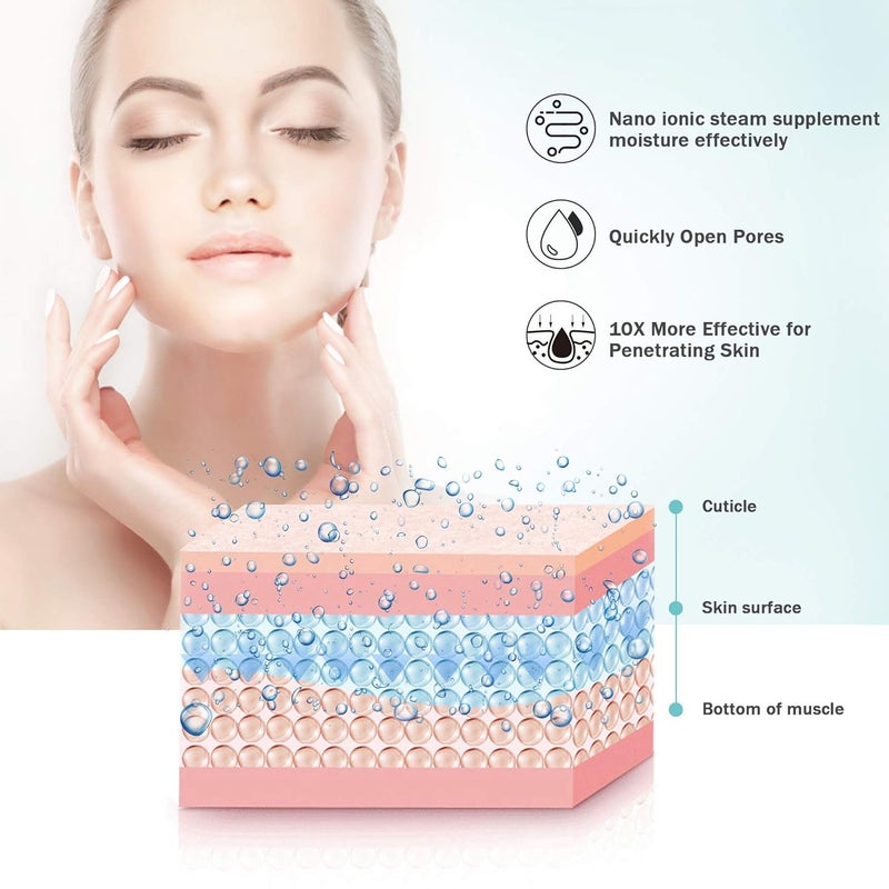 EZBASICS Facial Steamer Ionic Face Steamer for Home Facial, Warm Mist Humidifier Atomizer for Face Sauna Spa Sinuses Moisturizing, Unclogs Pores, 1 Pack + 5 Stainless Steel Skin Kit Golden Yellow - Image 3