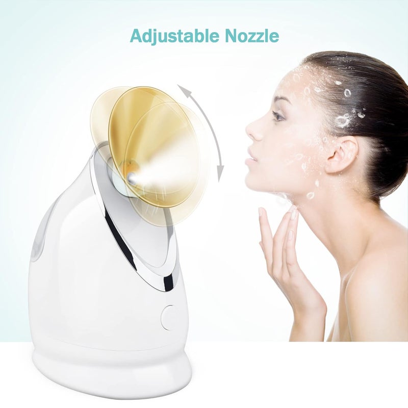 EZBASICS Facial Steamer Ionic Face Steamer for Home Facial, Warm Mist Humidifier Atomizer for Face Sauna Spa Sinuses Moisturizing, Unclogs Pores, 1 Pack + 5 Stainless Steel Skin Kit Golden Yellow - Image 4