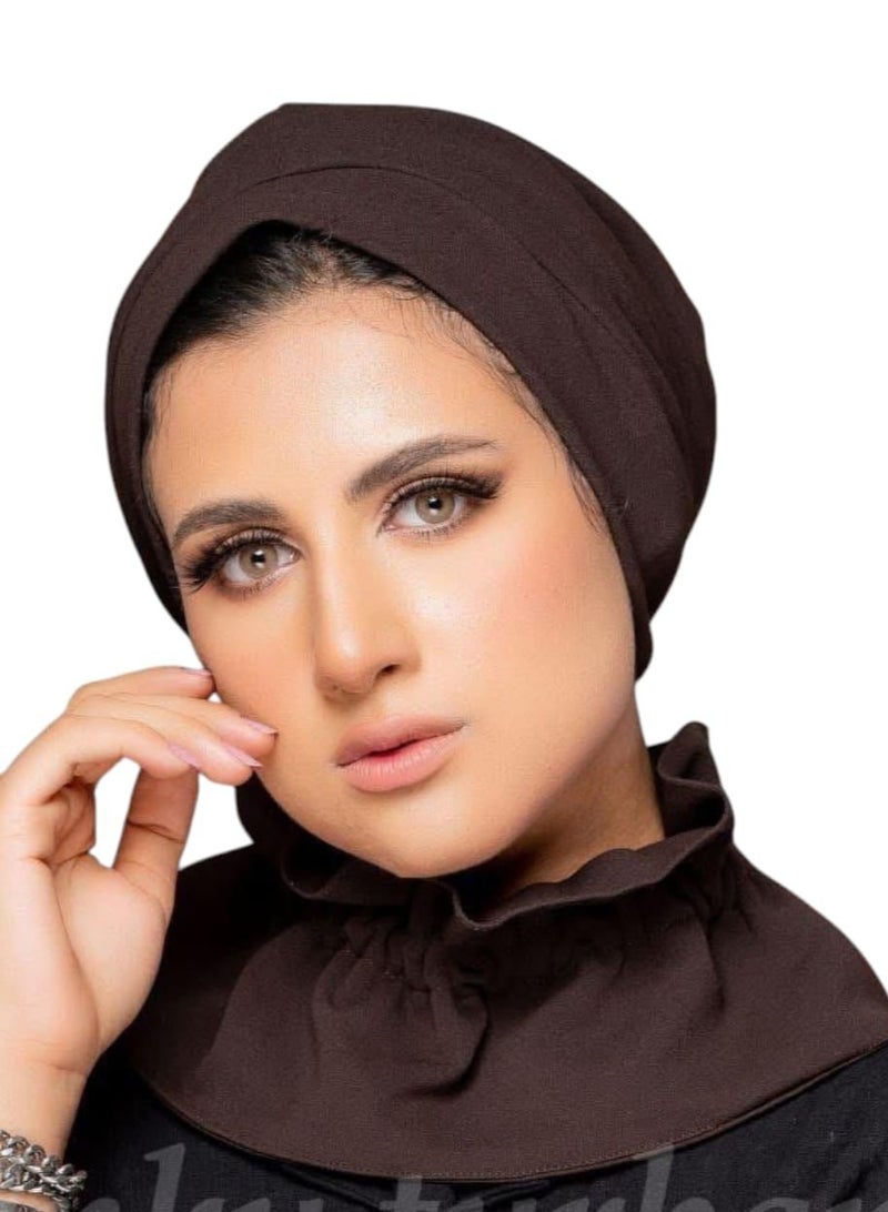 Two-piece turban with a neck bonnet, crepe lycra