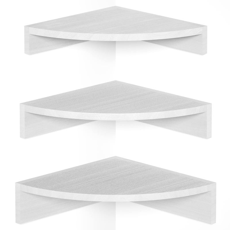 Alsonerbay White Corner Shelf Wall Mount Set of 3 Floating Shelves for Storage and Display Rustic Wood Shelves for Bedroom Living Room Bathroom Entryway Garage
