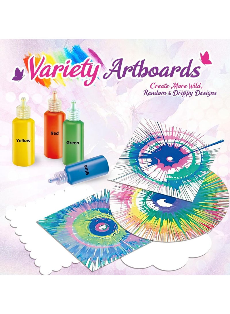 مجموعة آلة الرسم الدوارة للأطفال   لعبة فنية ممتعة تعمل بالبطارية، خفيفة وسهلة الاستخدام. مثالية للبنات والأولاد من 4 إلى 8 سنوات لصنع لوحات ملونة عشوائية بتجربة فريدة ومسلية. مجموعة متكاملة لهدية مميزة تنمّي الإبداع والمهارات الفنية! - Image 3