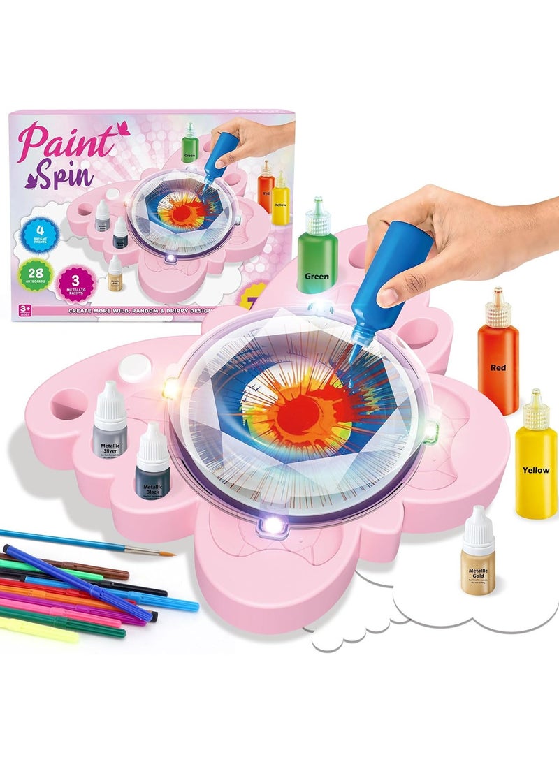 مجموعة آلة الرسم الدوارة للأطفال   لعبة فنية ممتعة تعمل بالبطارية، خفيفة وسهلة الاستخدام. مثالية للبنات والأولاد من 4 إلى 8 سنوات لصنع لوحات ملونة عشوائية بتجربة فريدة ومسلية. مجموعة متكاملة لهدية مميزة تنمّي الإبداع والمهارات الفنية! - Image 1