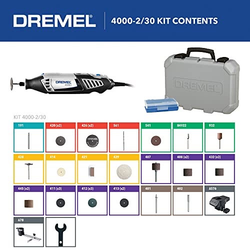 Dremel 4000-2/30 Variable Speed Rotary Tool Kit - 2 Attachments & 30 Accessories - Perfect for Cutting, Detail Sanding, Engraving, Wood Carving, and Polishing - Image 3